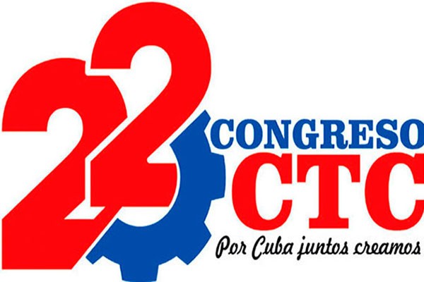 Logo del 22 Congreso de la Central de Trabajadores de Cuba.