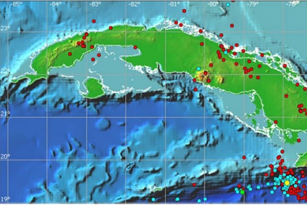 Terremotos registrados en el área de Cuba en el 2023. Foto: Cenais.