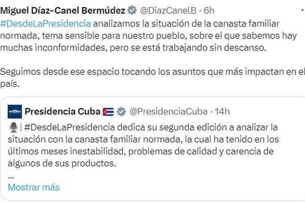 Cuenta X del Presidente de la República de Cuba, Miguel Díaz Canel