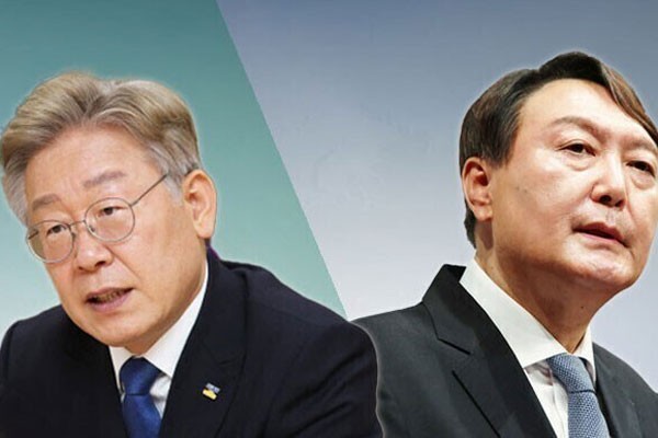 Presidente surcoreano, Yoon Suk Yeol y el líder de la principal oposición, el Partido Democrático (DP), Lee Jae-myung