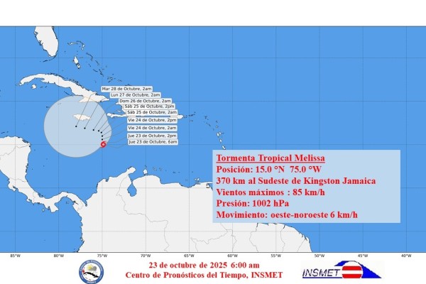 AVISO DE CICLÓN TROPICAL No.5.: Melissa con lento movimiento en el mar Caribe