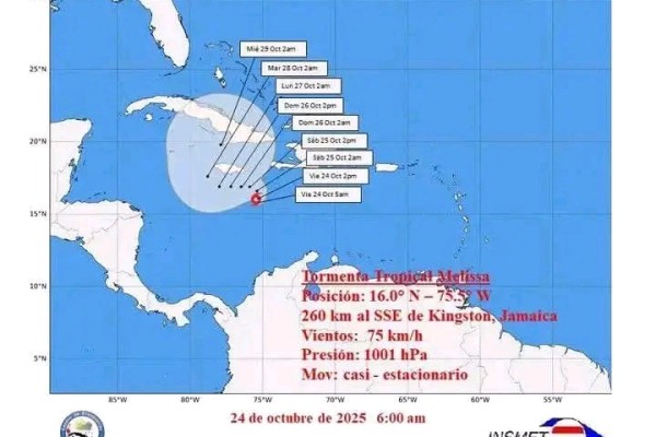 AVISO DE CICLÓN TROPICAL No.7.: Melissa casi estacionaria en el mar Caribe