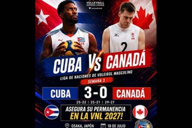 Derrota Cuba a Canadá y garantiza presencia en Liga de Naciones de 2027