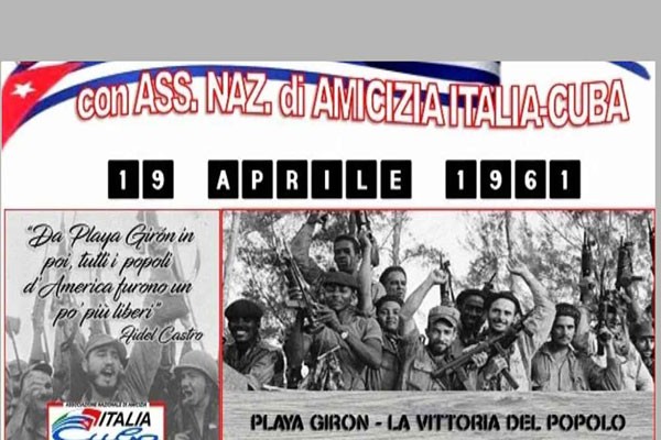  Grupos solidarios con Cuba en Italia evocan victoria de Playa Girón
